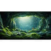 Aquarium Backdrop Underwater World Large Rock Terrarium Background Aquatic Plant with Lush Moss Fish Tank Backdrop Cave Landscape Reptile Habitat Background Tank Wallpaper Poster Vinyl 24x16in